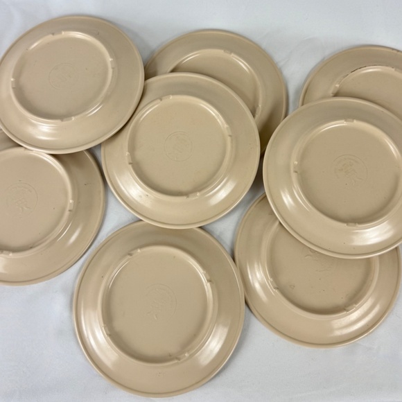 8 Retro MCM Melamine Side Plates by GET Beige 6.5in Unbreakable Dishwasher Safe - Picture 3 of 10